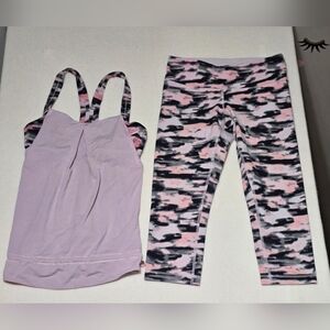 Lululemon Athletica Lavender Top and Patterned Leggings